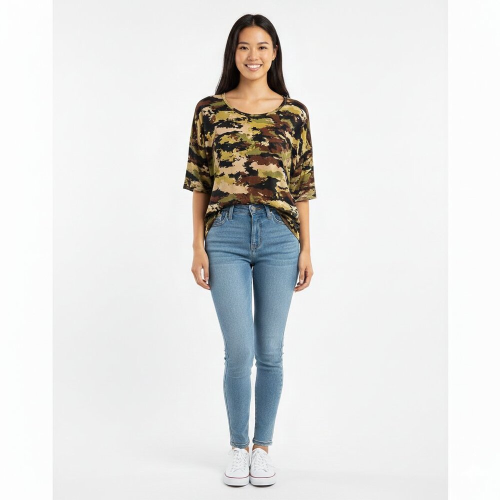 LuLaRoe Irma High-Low Tunic Camouflage Print Women's XS | Soft Oversized Top NWT